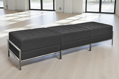 Three Person Black Vinyl Modular Bench