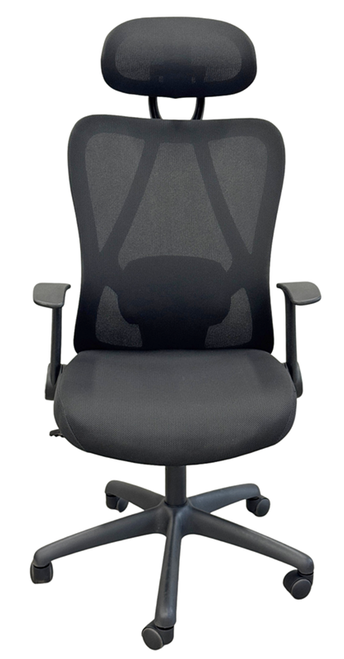 Black Mesh Office Chair with Flip Arms & Headrest