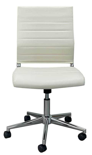 Armless Mid Back Training Room Chair in Cream Leather