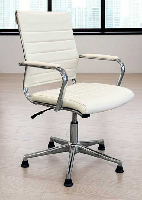 Contemporary Classic Swivel Guest Chair in Cream Leather - Optional Armrests