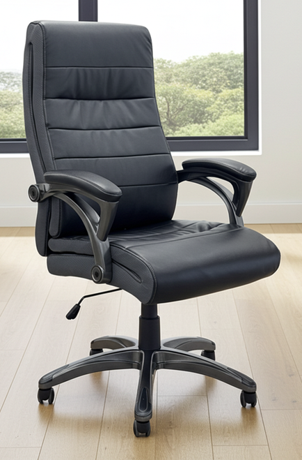 Black Faux Leather Heavy Duty Executive Chair with 350 lbs. Capacity