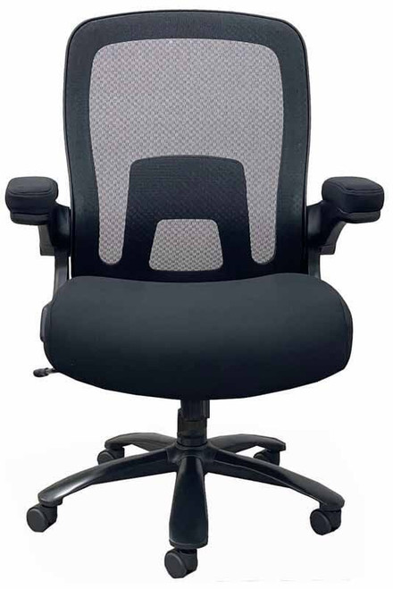 500 Lbs. Capacity Big & Tall Black Mesh Back Office Chair w/Flip Up Arms & Black Base