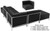 Modular Black 3-Seat Tufted Armless Sofa