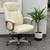 300-Lbs. Capacity High Back Receptionist Chair with Cream Leather & Champagne Frame