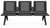 Aero Steel Public Beam Seating Series - 3-Seat Beam Seater in Black Shadow