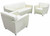 Ivory Leather 3-Piece Reception Sofa Set
