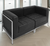 Modular Black 2-Seat Tufted Loveseat