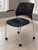 300 Lbs. Capacity Black Polypropylene Mobile Stacking Chair with Armrests
