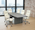 Charcoal Boat-Shaped 8' Meeting Table w/6 Cream Leather Chairs - Table & Chair Set