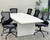 White Boat Shaped 8' Table w/6 Mesh Chairs with Flip Up Arms in Gray or Black - Table & Chair Set