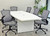 White Boat Shaped 8' Table w/6 Mesh Chairs with Flip Up Arms in Gray or Black - Table & Chair Set