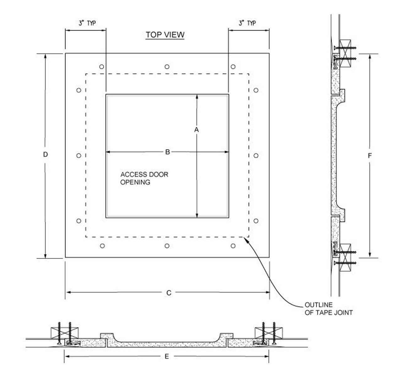 9 x 9 Glass Fiber Reinforced Cement Square Corner California Access Doors