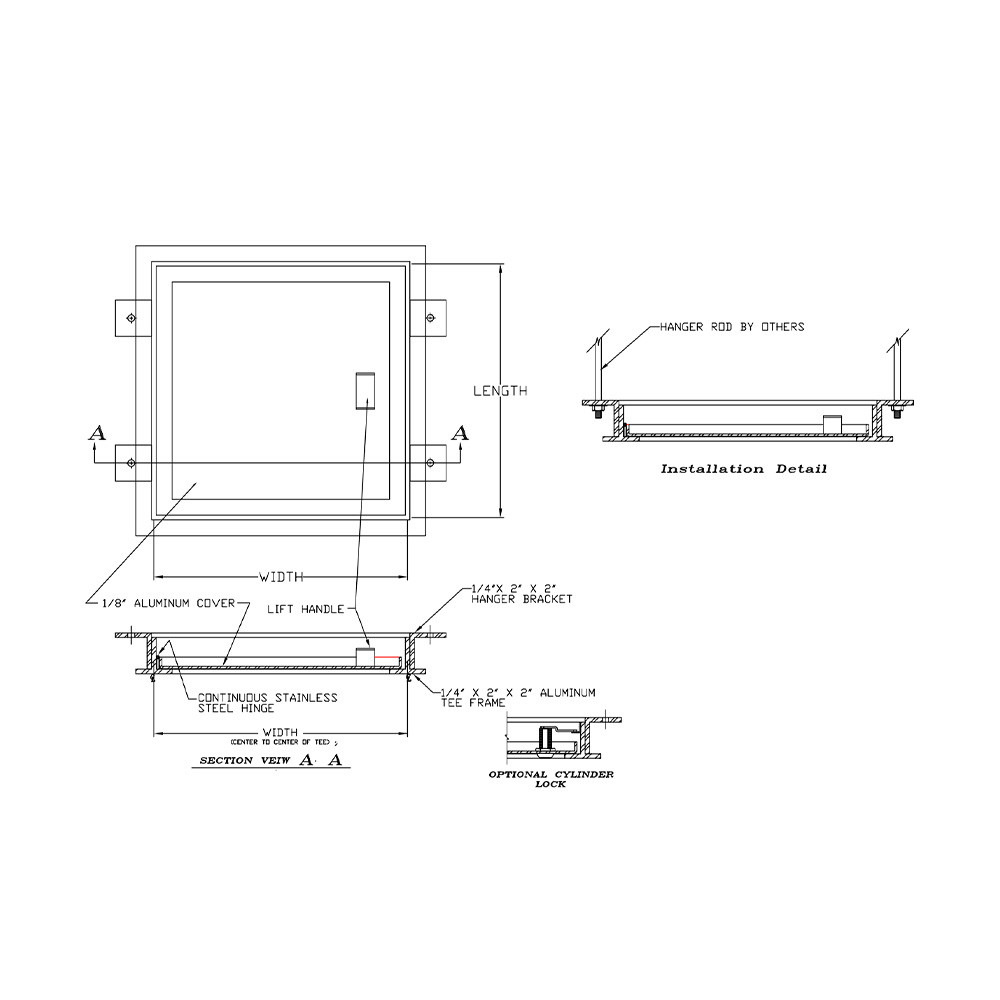 30" x 30" Aluminum Double Door for Ceiling - Upswing