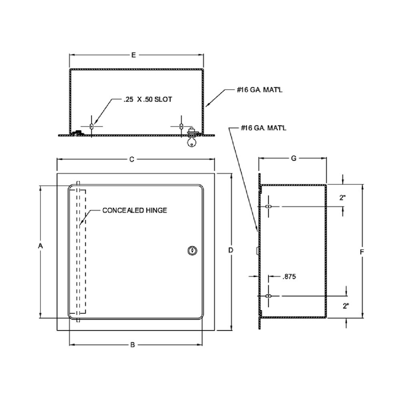 8" x 8" x 6"  Valve Boxes Recessed Access Door - Stainless Steel