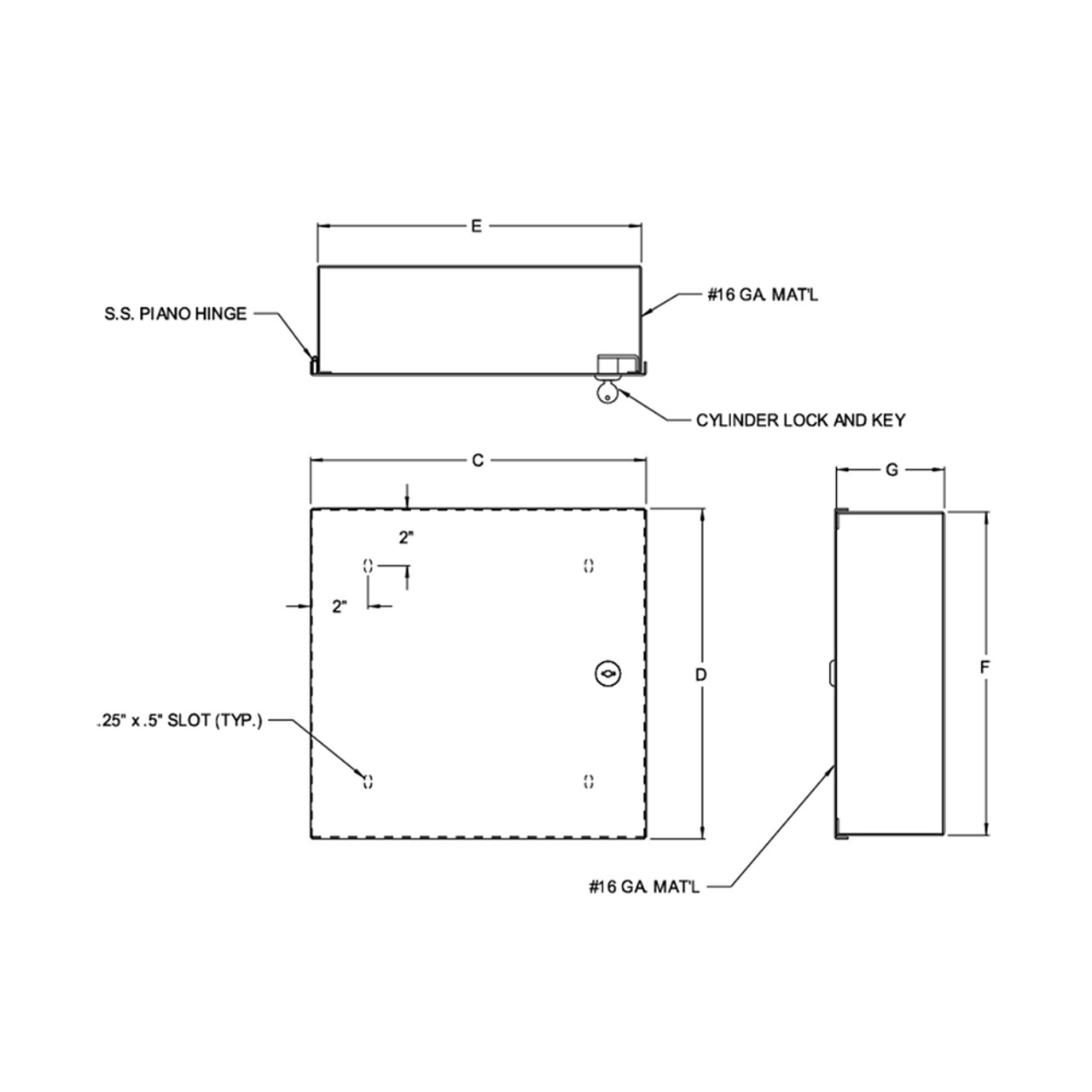 12" x 12" x 4" Surface Mounted Valve Box - Stainless Steel