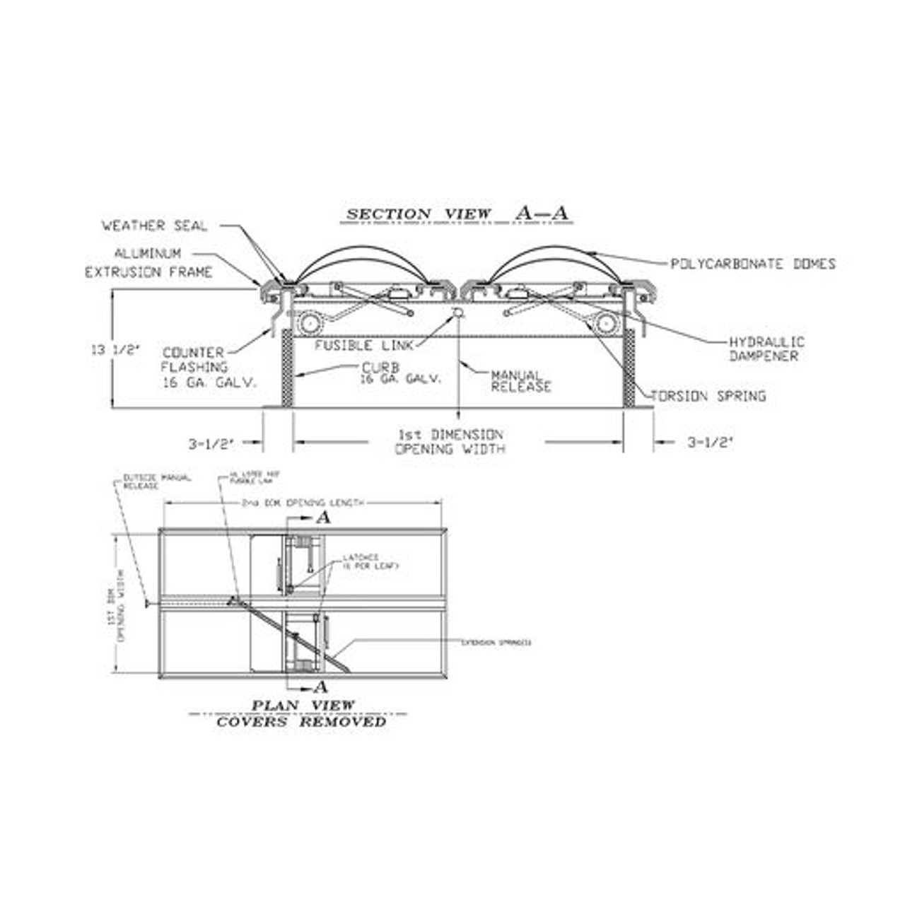 66" x 48" Galvanized Steel Domed Skylight