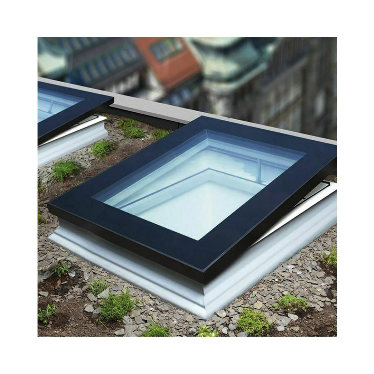48" x 48" Manual Vented Flat Roof Deck-Mount Skylight