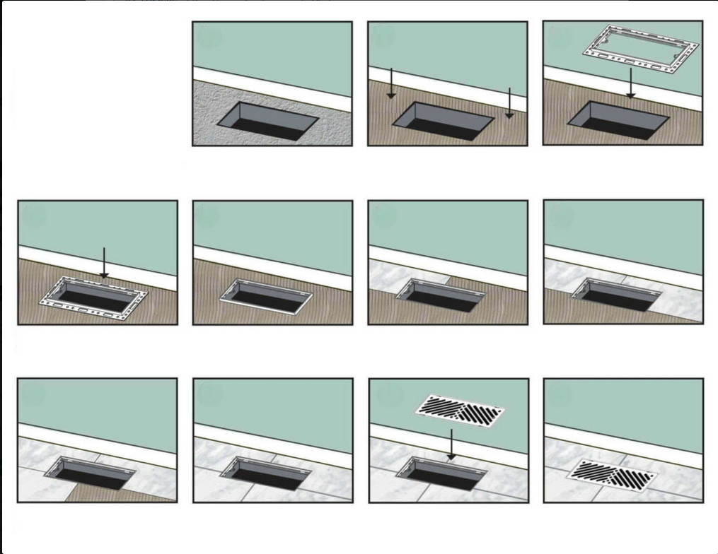 4" x 10" Flush Mount Floor Vent w/ Linear Slots - Brushed Silver