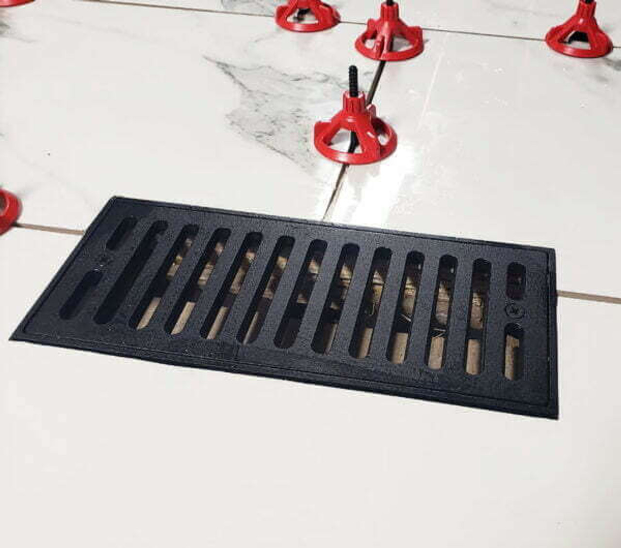4" x 10" Flush Mount Floor Vent w/ Linear Slots - Black