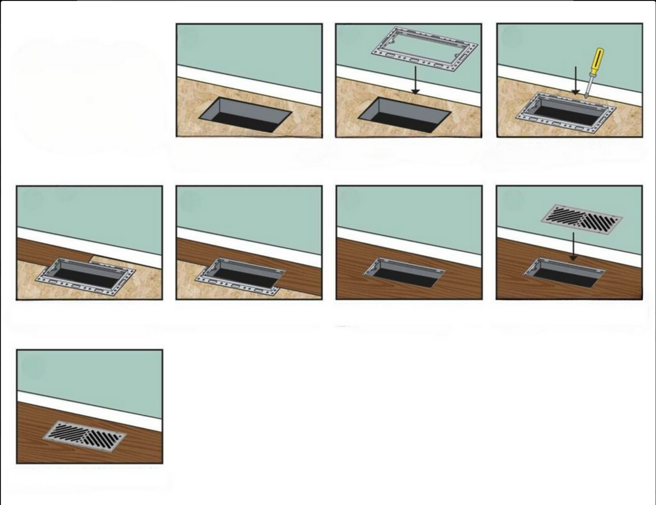 4" x 10" Flush Mount Floor Vent w/ Linear Slots - Black