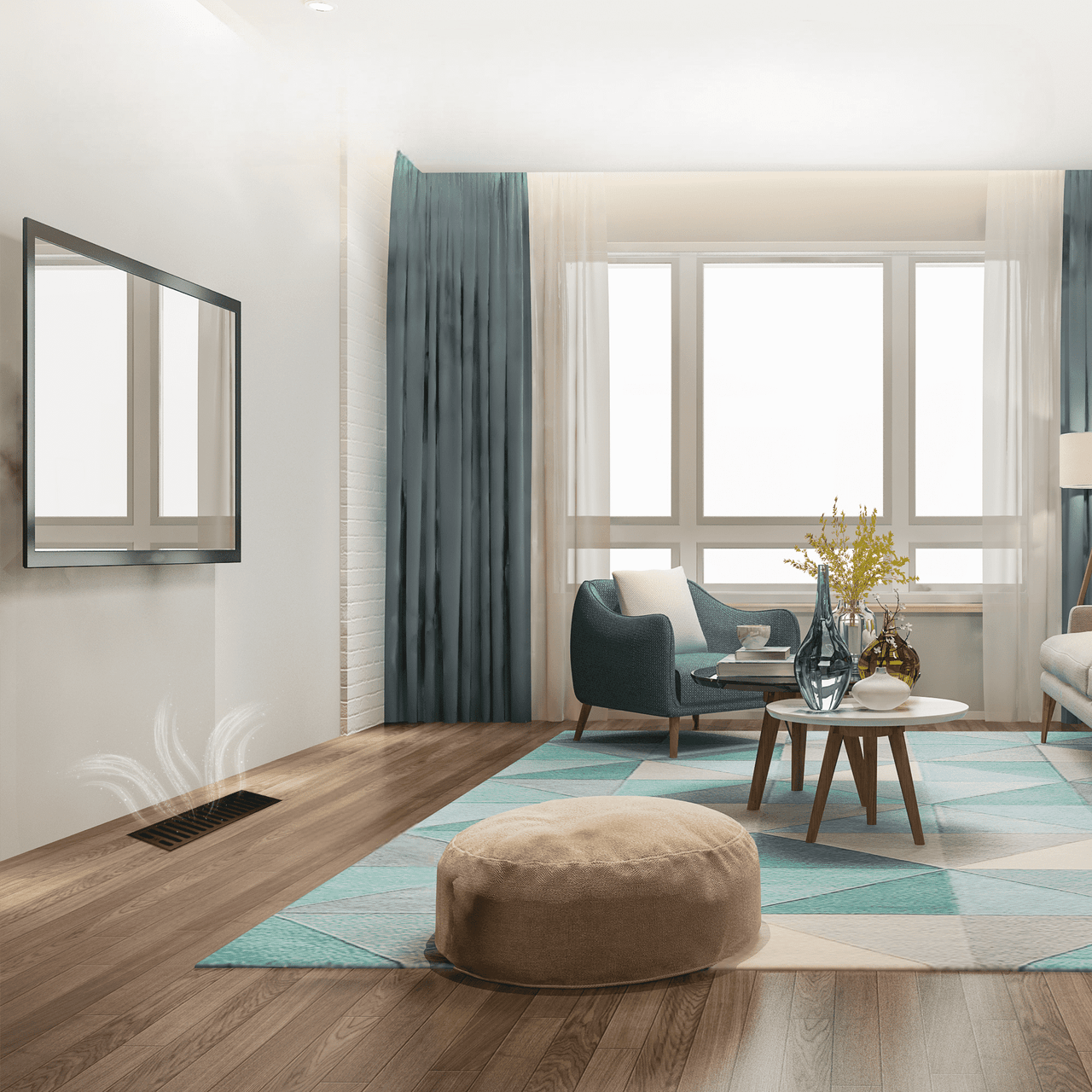 4" x 12" Flush Mount Floor Vent w/ Linear Slots - Brown