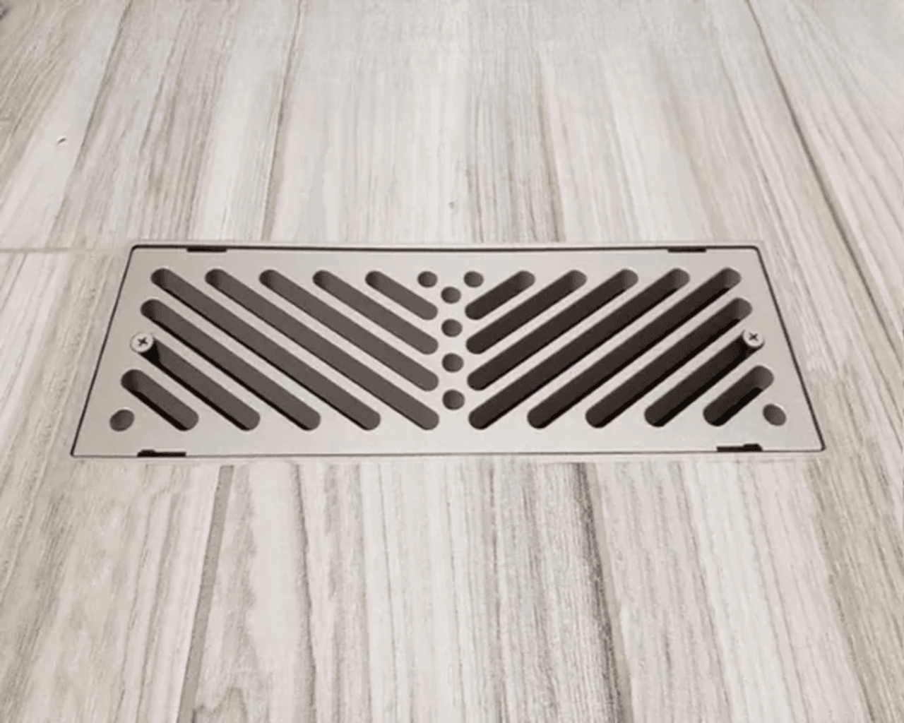 2.5" x 12" Flush Mount Floor Vent w/ Angled Slots - Beige