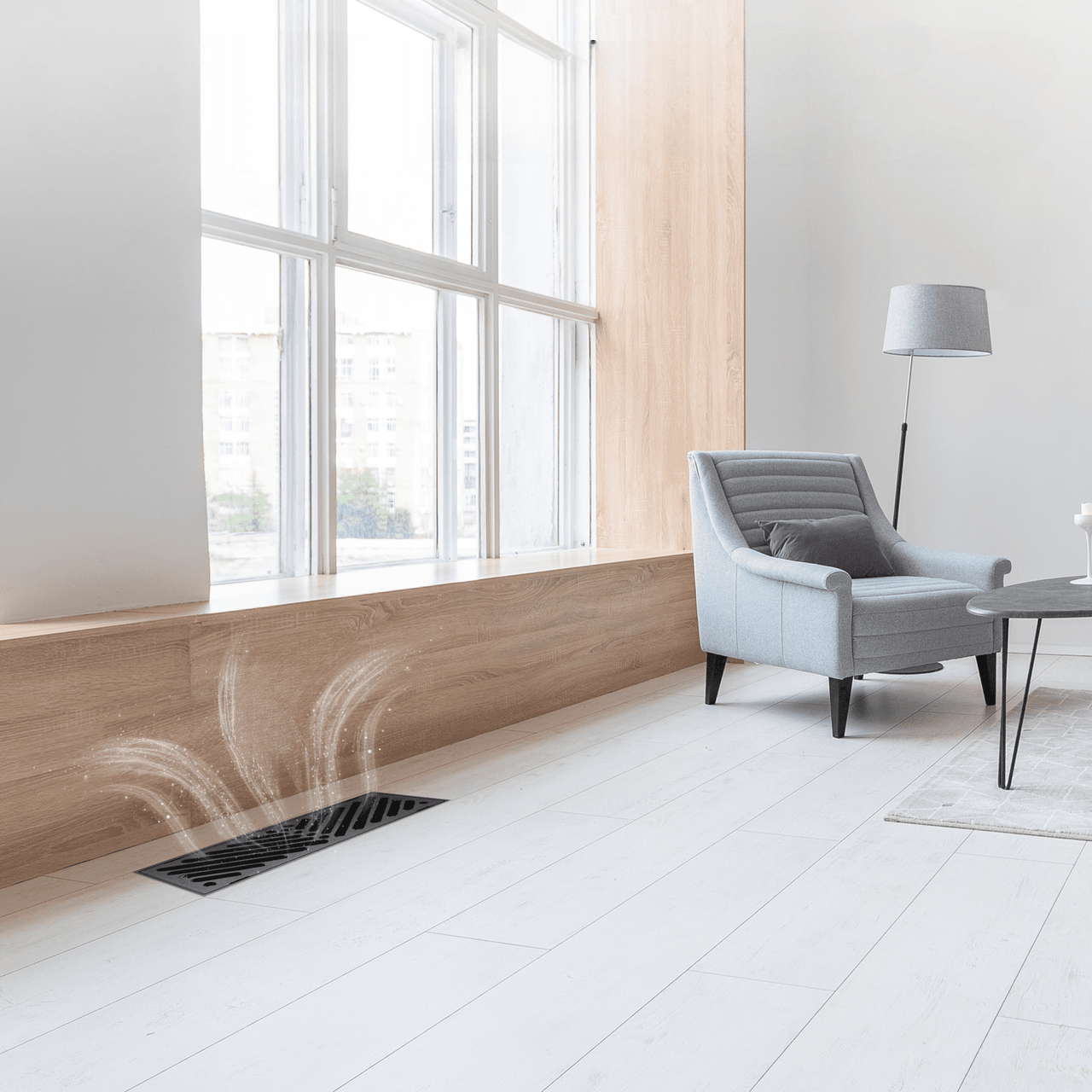 4" x 10" Flush Mount Floor Vent w/ Angled Slots - Black