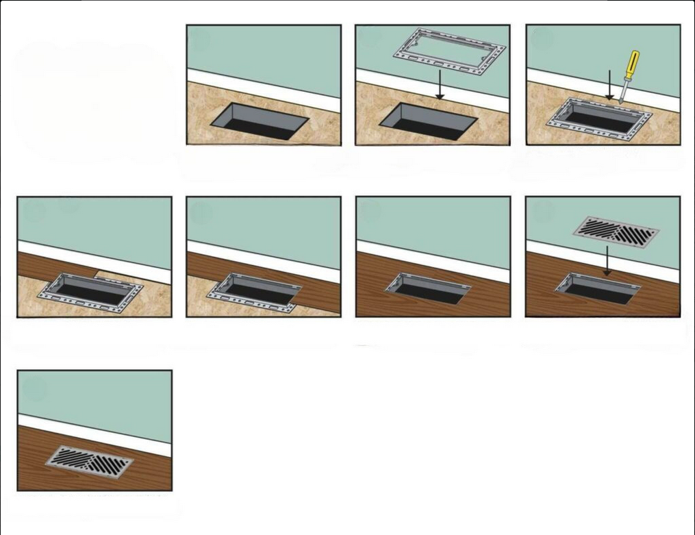 4" x 10" Flush Mount Floor Vent w/ Angled Slots - Black