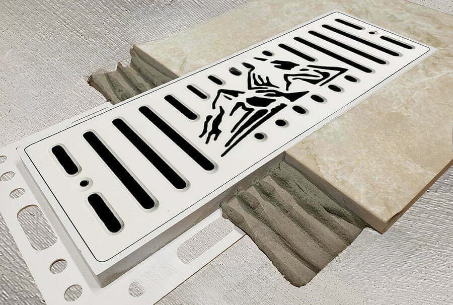 4" x 12" Flush Mount Floor Vent w/ Angled Slots - Gray