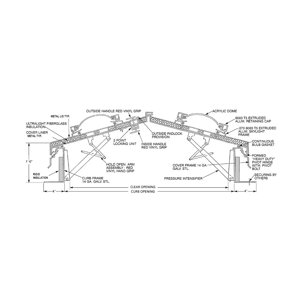 72" x 96" Double Leaf Domed Steel Equipment Hatch