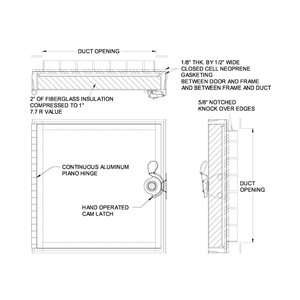 6" x 6" Hinged HVAC Duct Access Door for Sheet Metal Duct