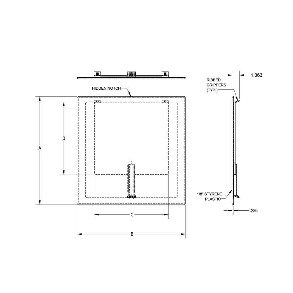 14" x 14" Spring-Fit Plastic Access Cover for Walls and Ceilings