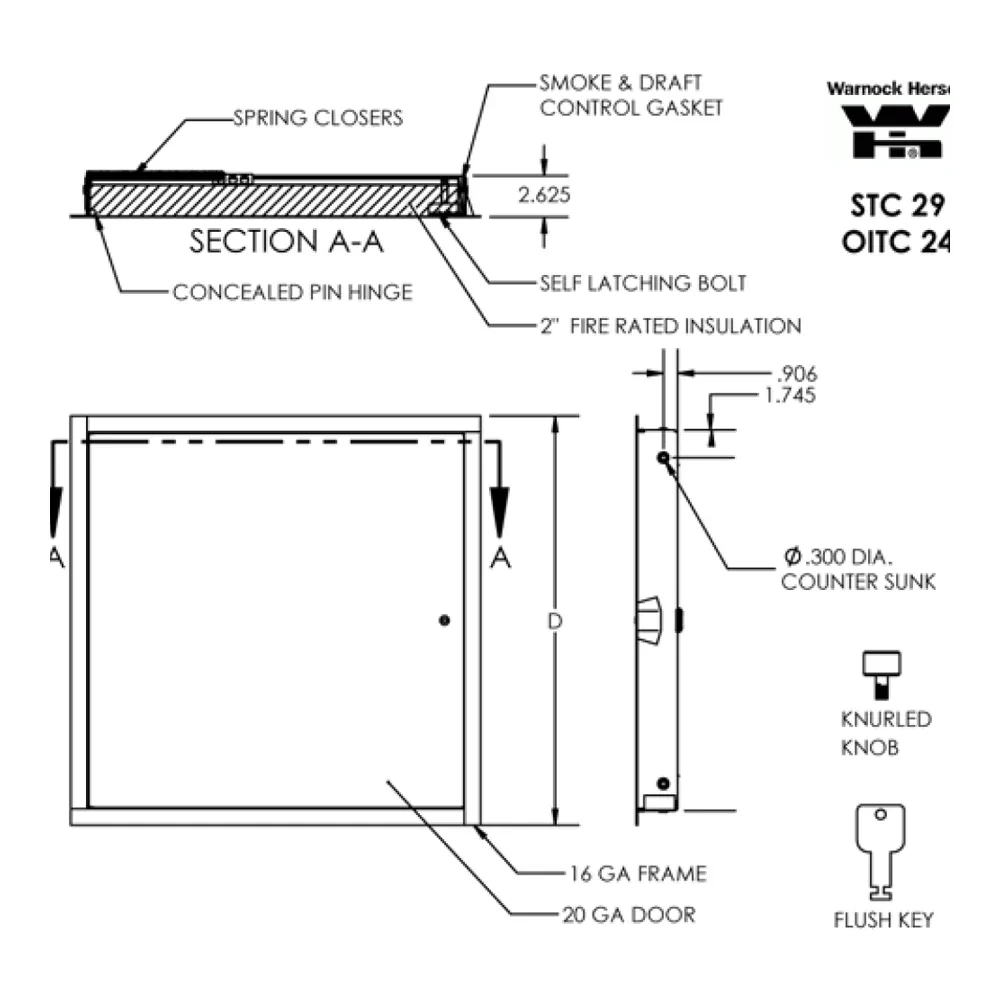14" x 14" Acoustical Fire-Rated Insulated Access Door