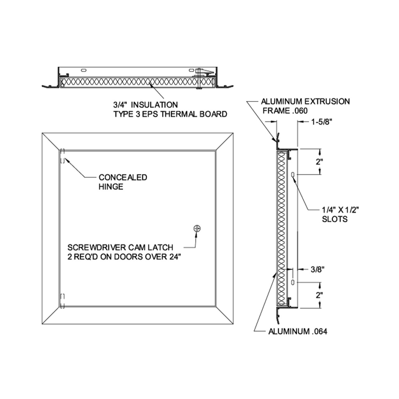 8" x 8" Lightweight Aluminum Access Door