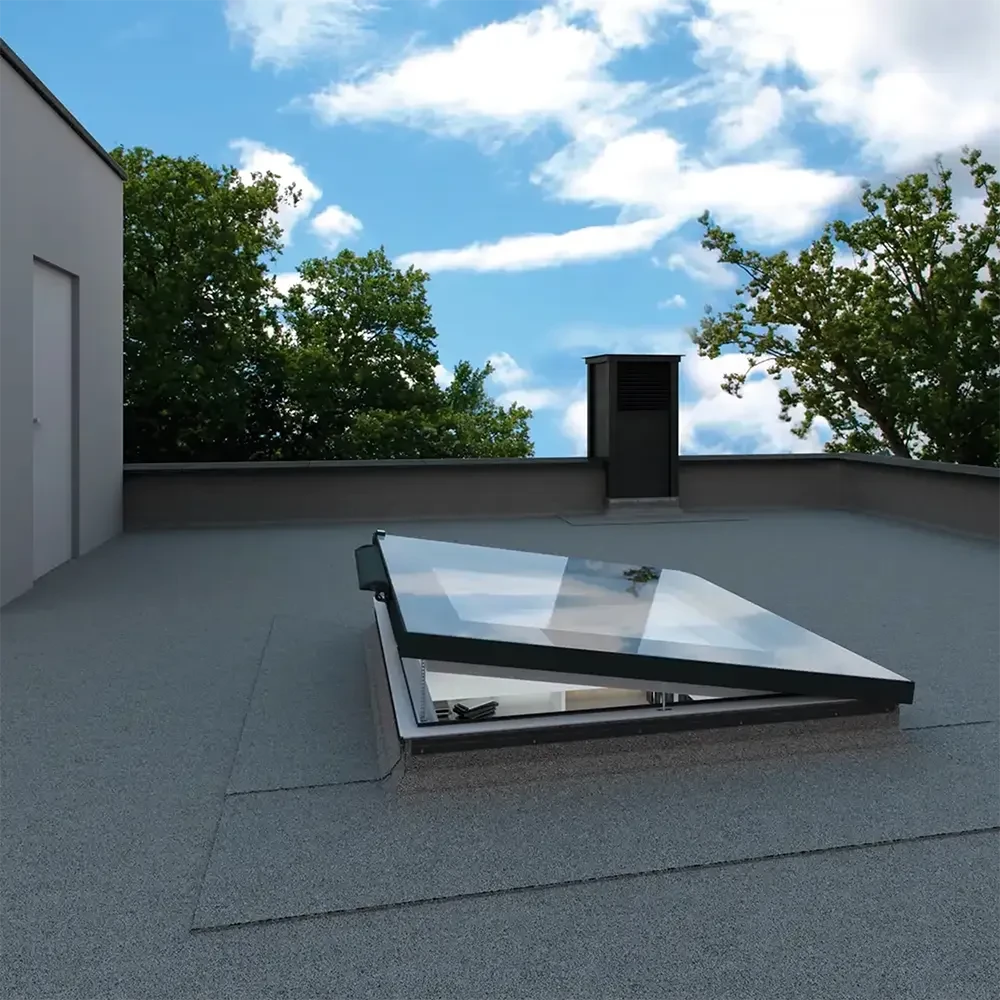30" x 36" Solar Vented Flat Roof Deck-Mounted Skylight Triple glazed