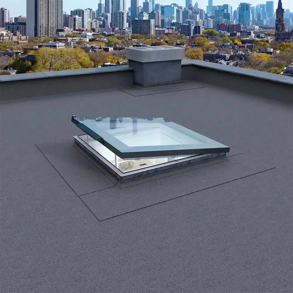 36" x 48" Solar Vented Flat Roof Deck-Mounted Skylight Triple glazed