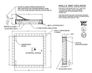 18 x 18 Fire Rated Insulated Access Door with Flange for Drywall California Access Doors