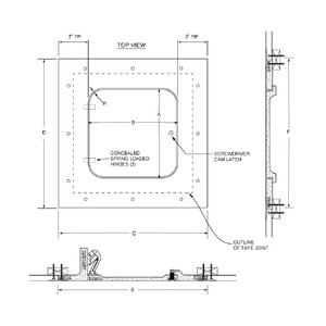 36 x 36 Hinged Radius Corner - Access Panel for Ceilings California Access Doors