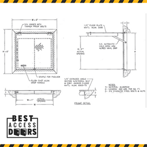 36 x 36 Floor Hatch Cast In Place 300lb/sqft California Access Doors