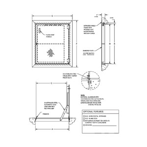 42 x 42 Floor Hatch Cast In Place 300lb/sqft California Access Doors