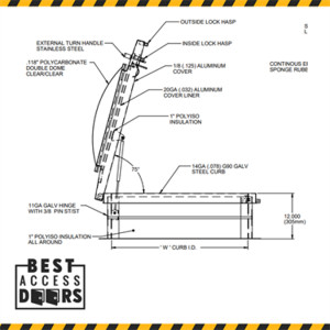 30 x 30 Domed Roof Hatch - Galvanized Steel California Access Doors