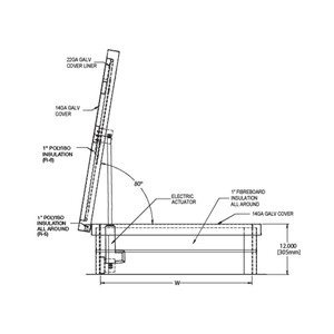 30 x 36 Electric Actuation Galvanized Roof Hatch California Access Doors