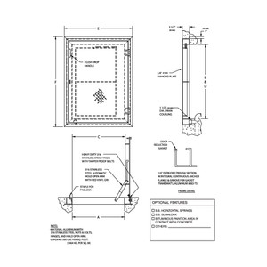 36 x 36 Watertight Floor Hatch Cast In Place 300lb/sqft California Access Doors