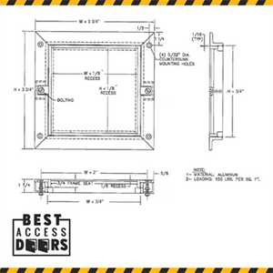 18 x 18 Removable Floor Hatch Recessed 1/8 for Vinyl Tile/Carpet California Access Doors