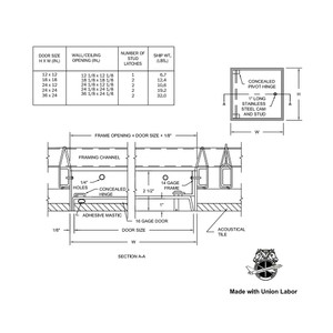 24" x 36" Recessed 1" Access Door For Tile