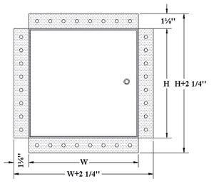 12 x 12 Recessed Drywall Panel with Mud in Flange California Access Doors