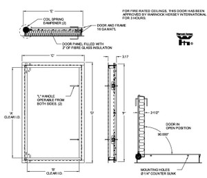 22 x 36 Fire-Rated Insulated Panel - Upward Opening California Access Doors