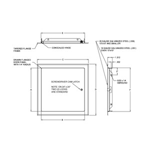 15 x 15 Universal Flush Standard Panel with Flange California Access Doors