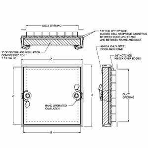 8 x 8 Double Cam Removable Duct Panel California Access Doors