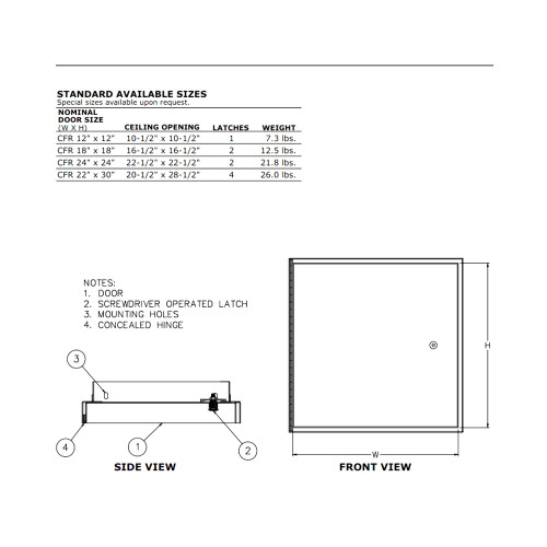 24" x 24" Ceiling Fire Resistant Access Door